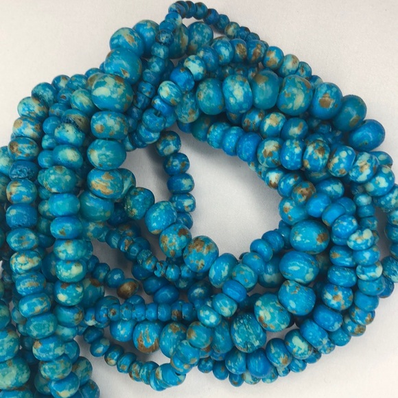 Turquoise 4 Strand Long Beaded Necklace 30” - Picture 4 of 7